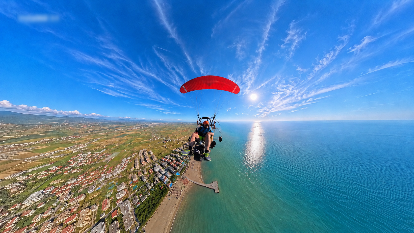 Paramotor flight above the Albanian coast